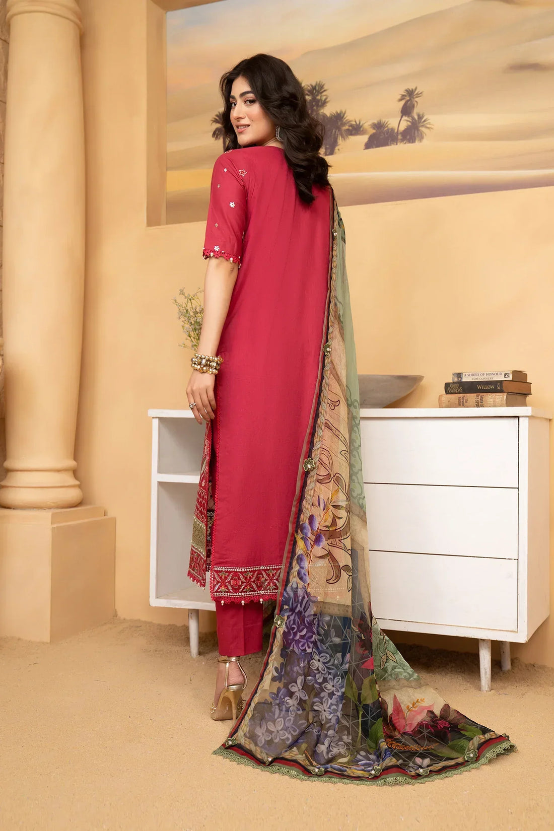 Hemstitch | Summer Luxury Lawn 24 | Scarlet Red - Aqsa Fabrics