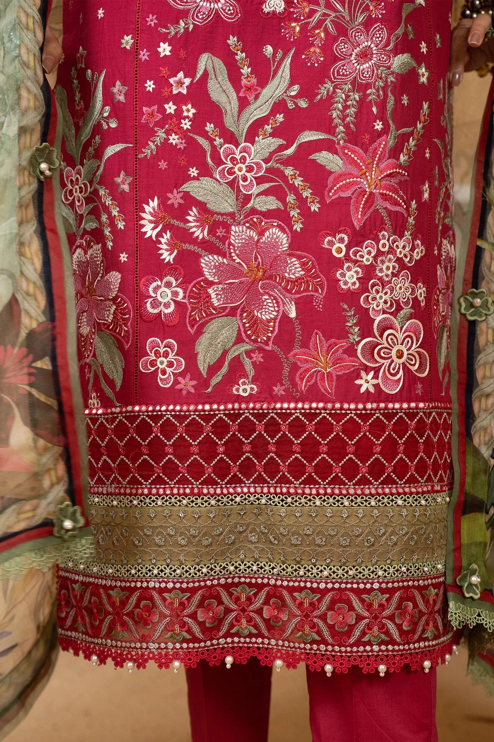 Hemstitch | Summer Luxury Lawn 24 | Scarlet Red - Aqsa Fabrics