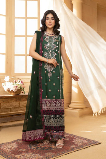 Hemstitch | Summer Luxury Lawn 24 | Bottle Green - Aqsa Fabrics