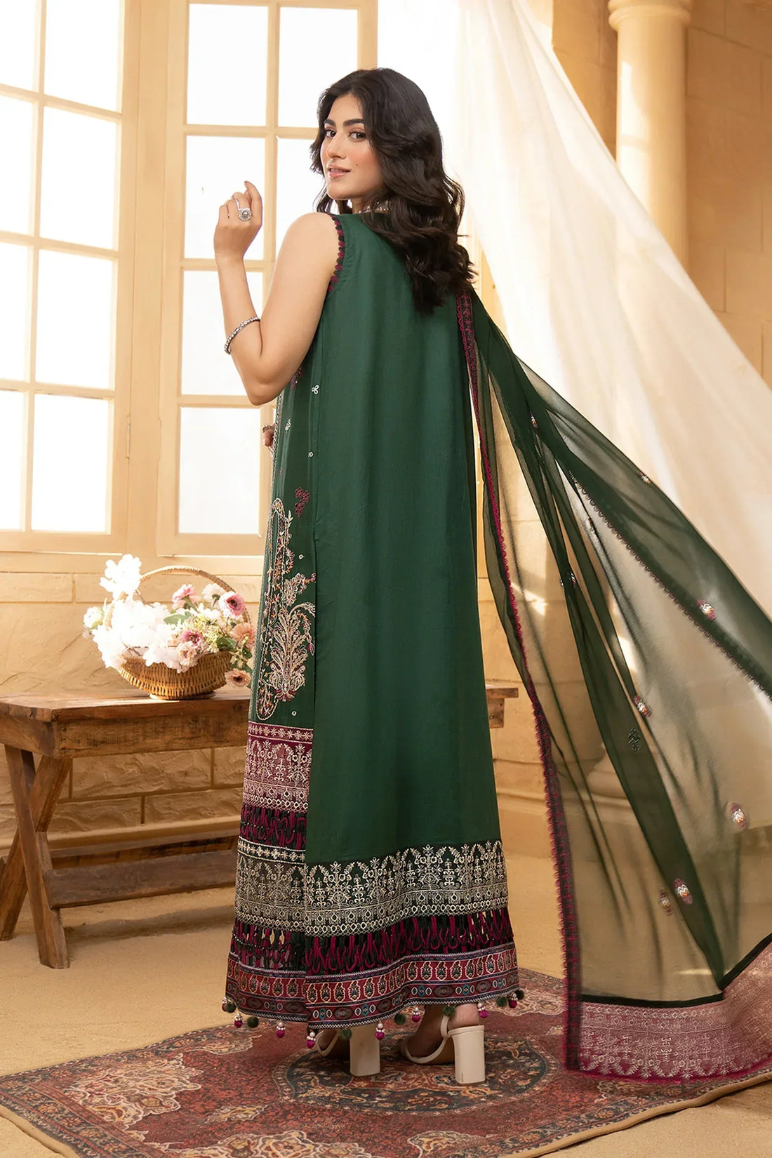 Hemstitch | Summer Luxury Lawn 24 | Bottle Green - Aqsa Fabrics