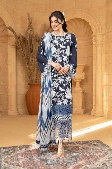 Hemstitch | Summer Luxury Lawn 24 | Ice Blue - Aqsa Fabrics