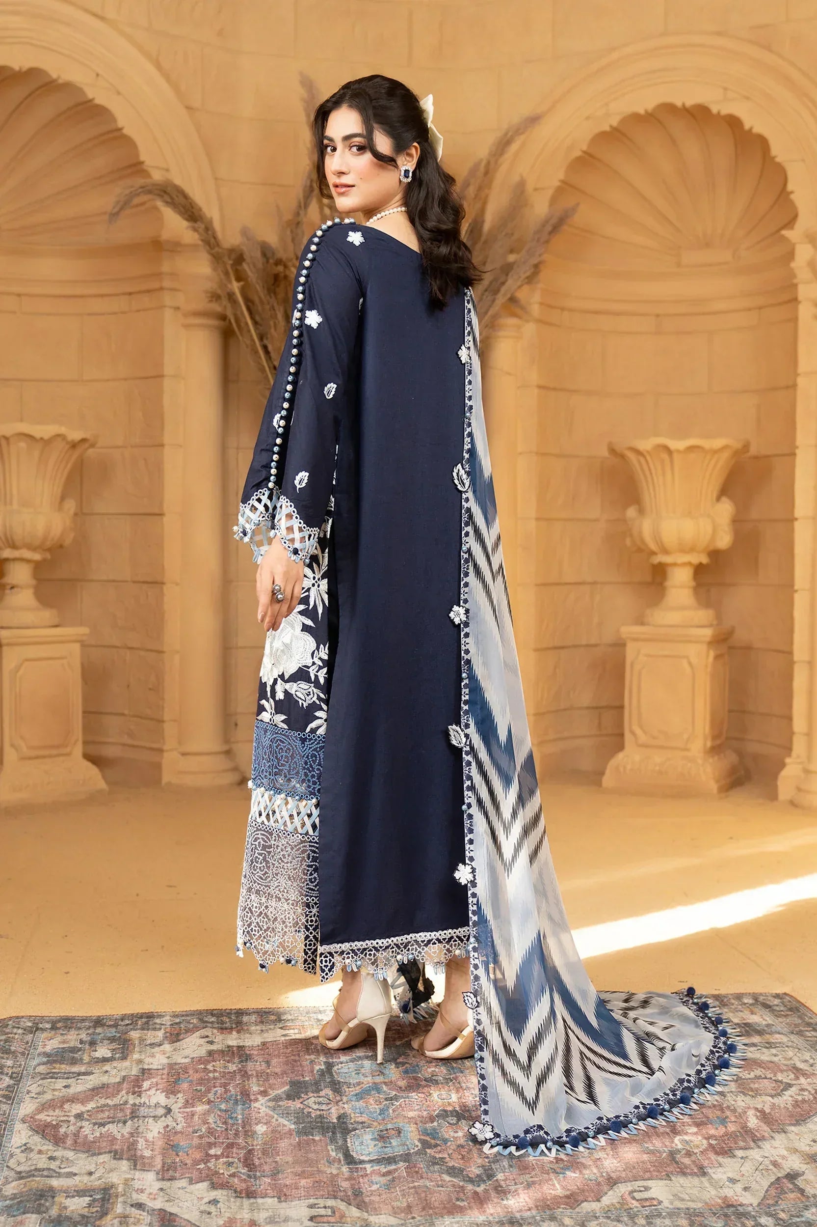 Hemstitch | Summer Luxury Lawn 24 | Ice Blue - Aqsa Fabrics