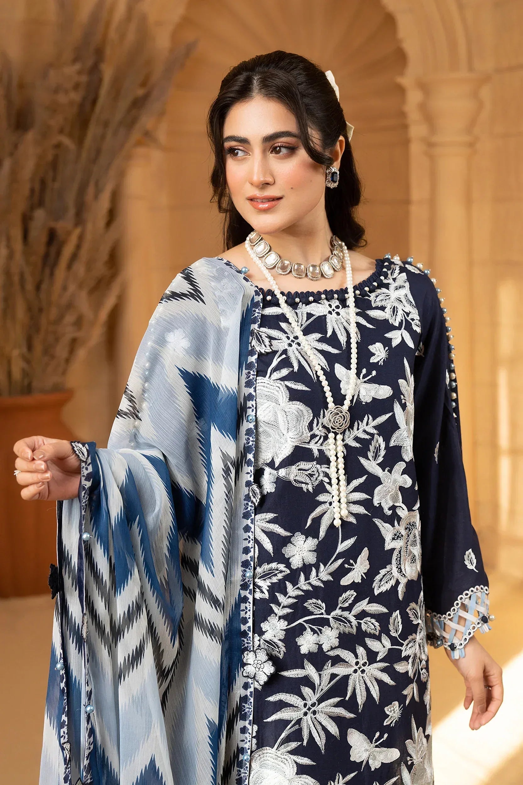 Hemstitch | Summer Luxury Lawn 24 | Ice Blue - Aqsa Fabrics