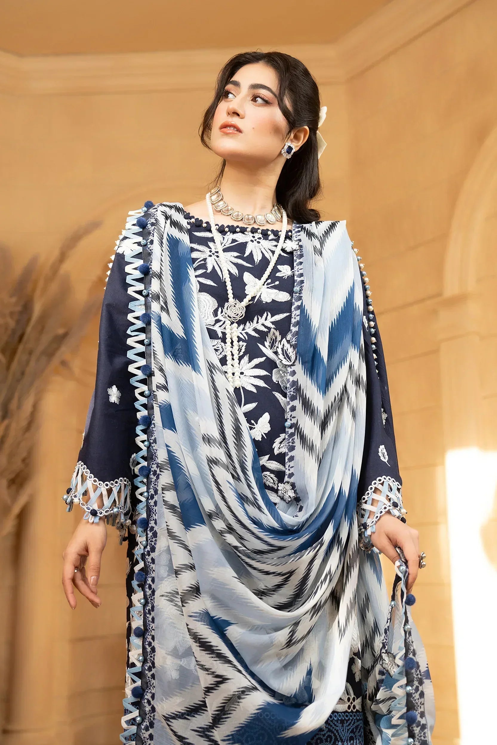 Hemstitch | Summer Luxury Lawn 24 | Ice Blue - Aqsa Fabrics
