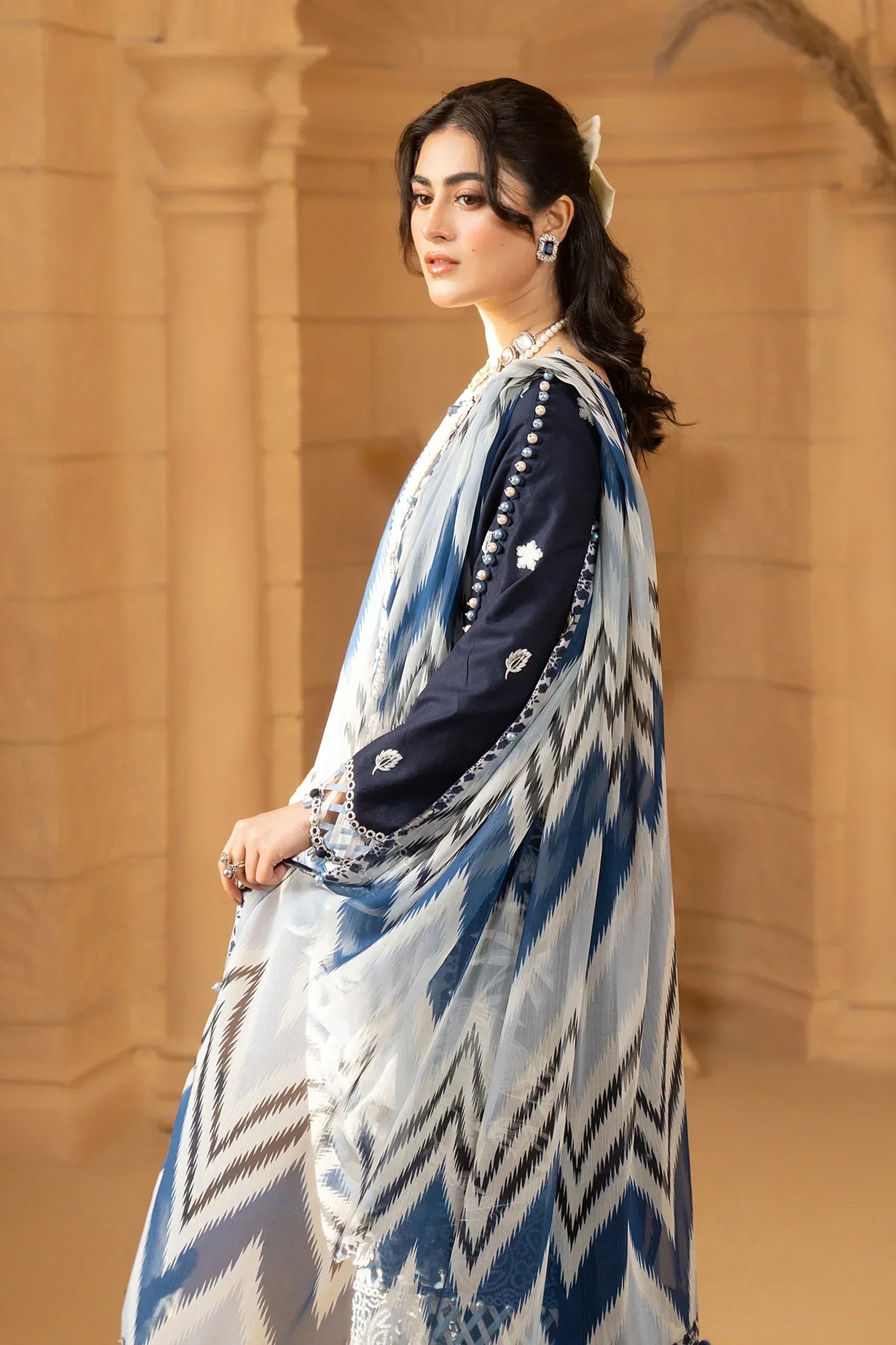 Hemstitch | Summer Luxury Lawn 24 | Ice Blue - Aqsa Fabrics