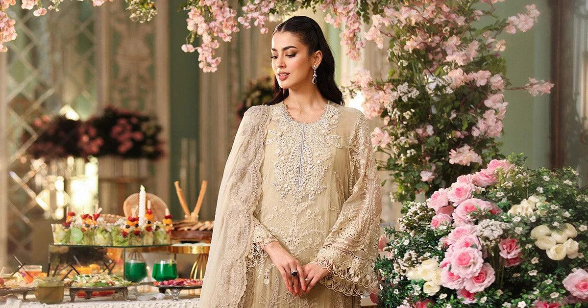 Maria B 3 Piece Stitched Embroidered Chiffon Suit