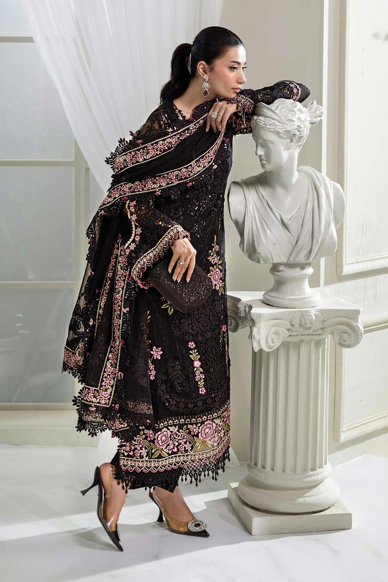 Maria B 3 Piece Stitched Embroidered Chiffon Suit | MPC-25-104