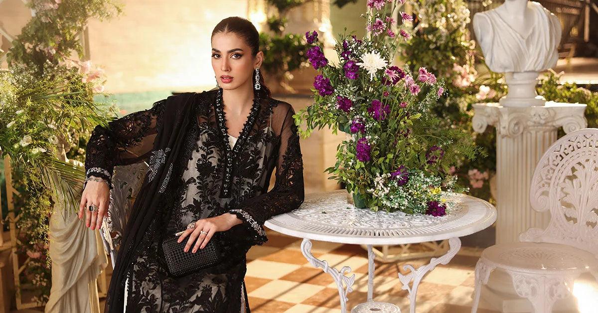 Maria B 3 Piece Stitched Embroidered Chiffon Suit