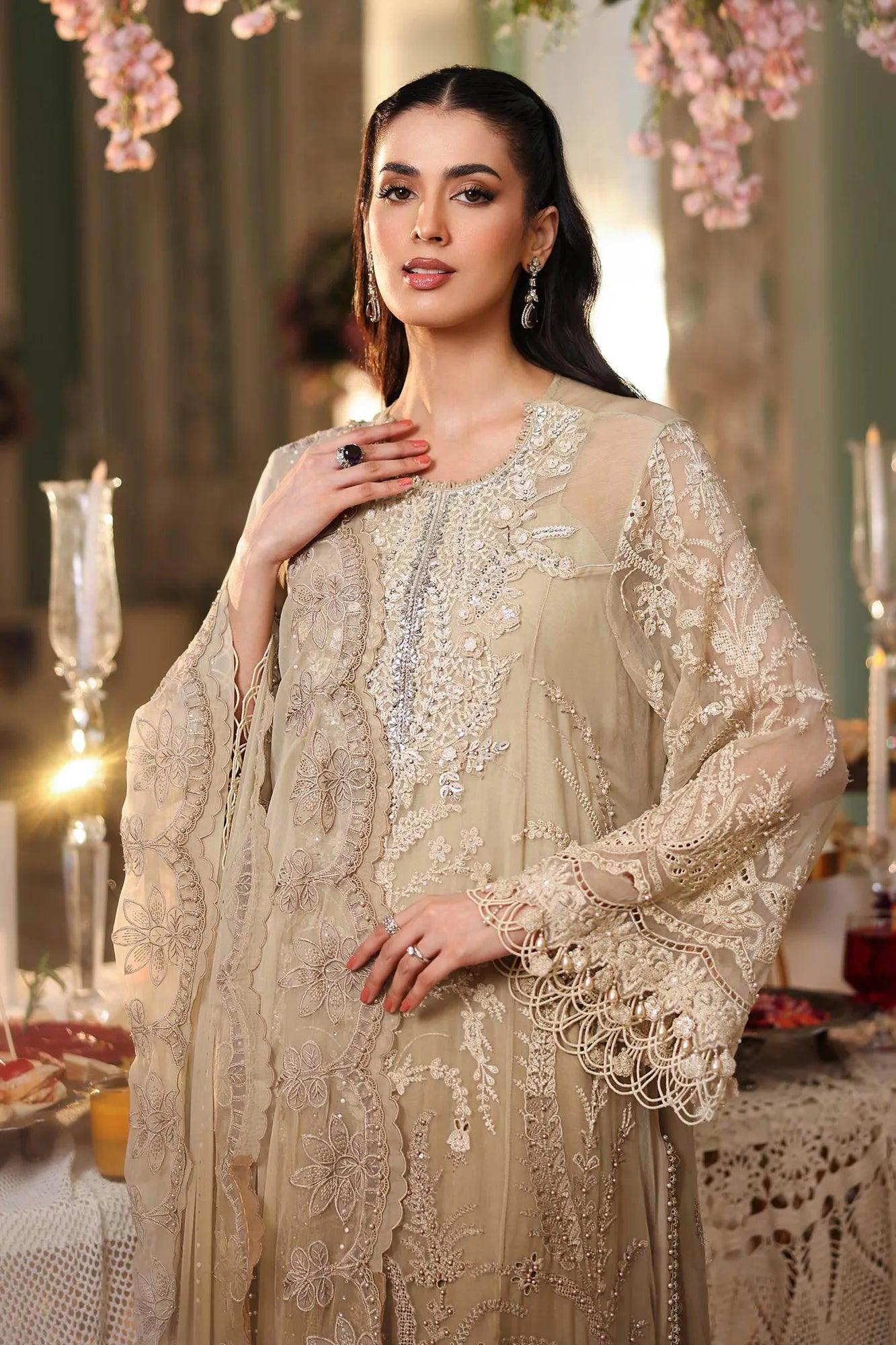 Maria B 3 Piece Stitched Embroidered Chiffon Suit