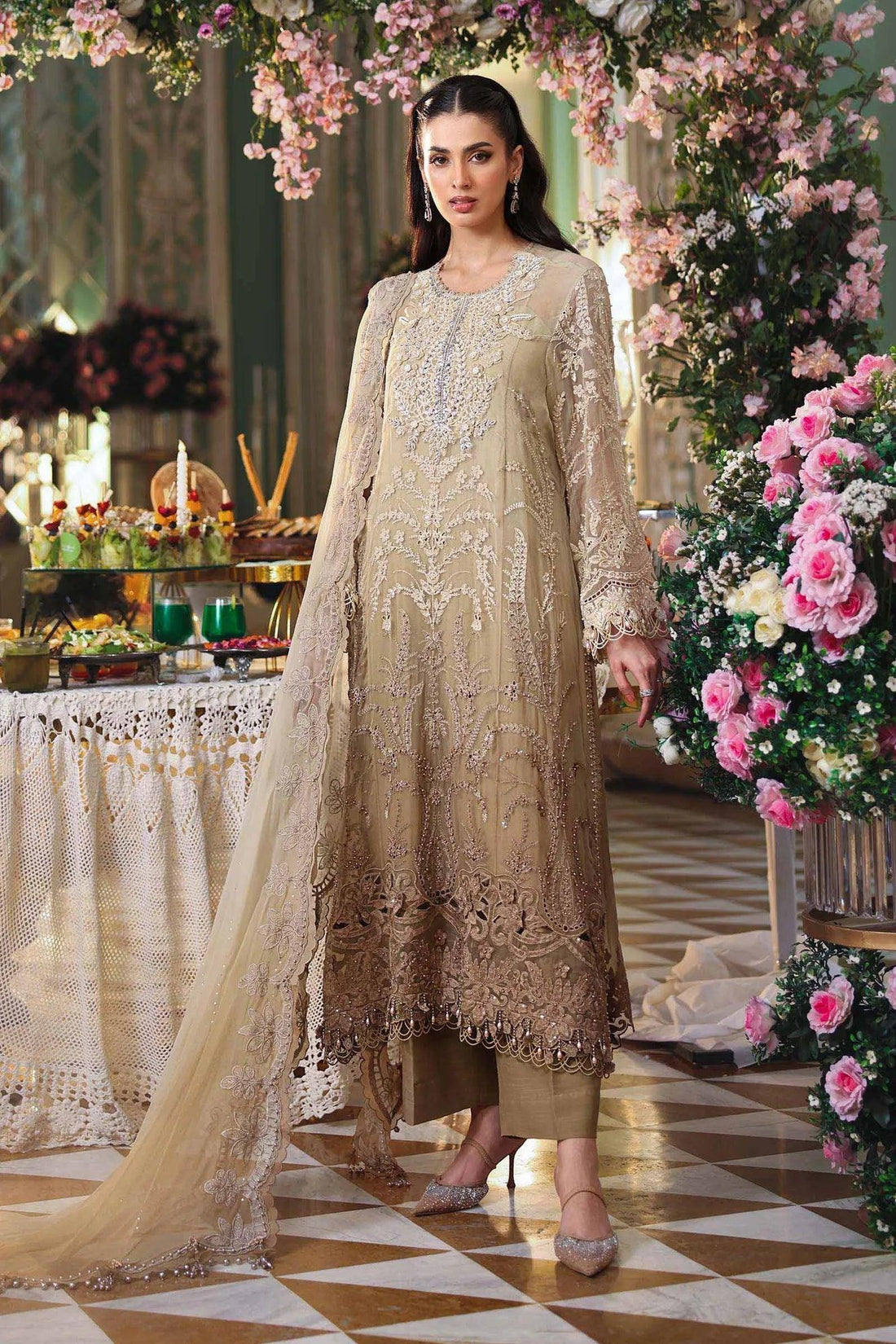 Maria B 3 Piece Stitched Embroidered Chiffon Suit