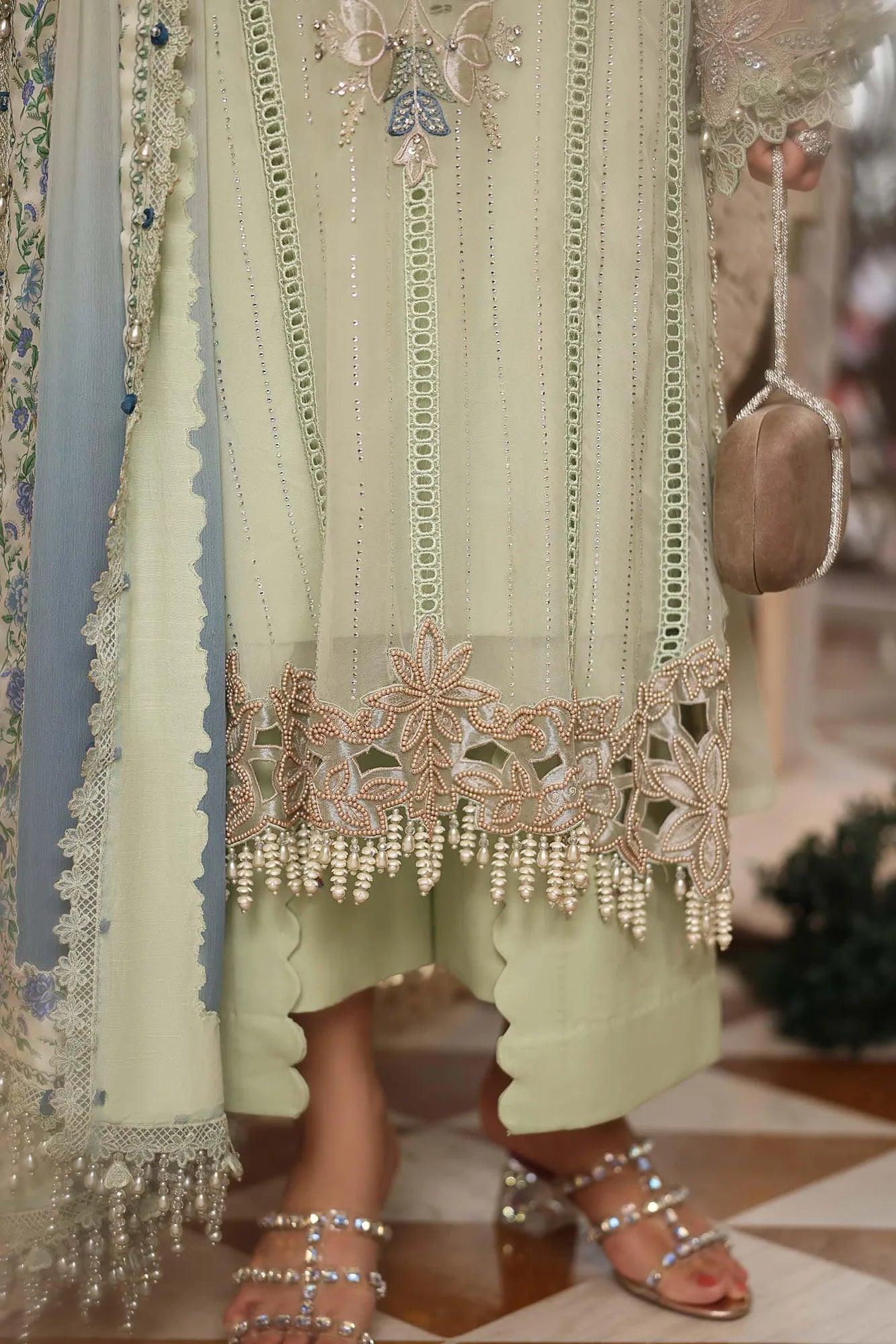 Maria B 3 Piece Stitched Embroidered Chiffon Suit