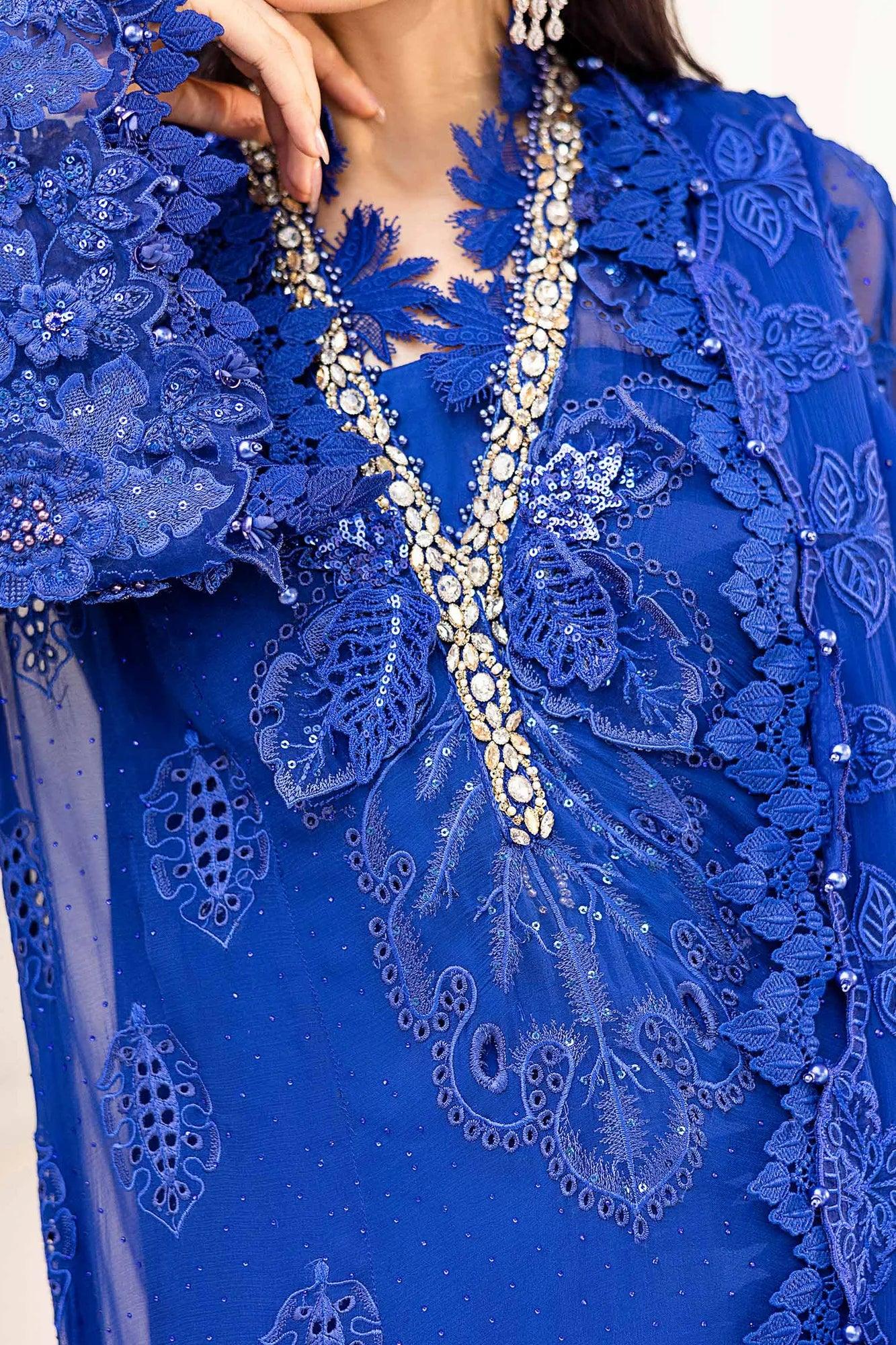 Maria B 3 Piece Stitched Embroidered Chiffon Suit | MPC-25-103