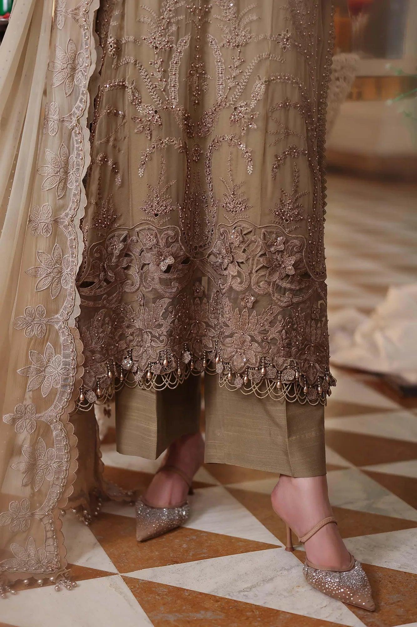 Maria B 3 Piece Stitched Embroidered Chiffon Suit