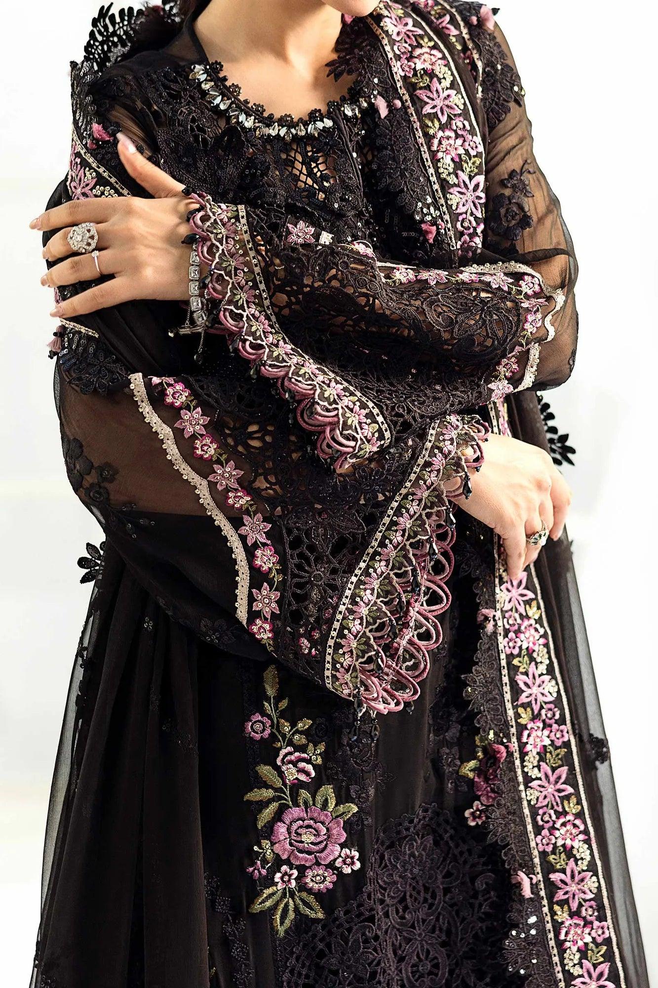 Maria B 3 Piece Stitched Embroidered Chiffon Suit | MPC-25-104