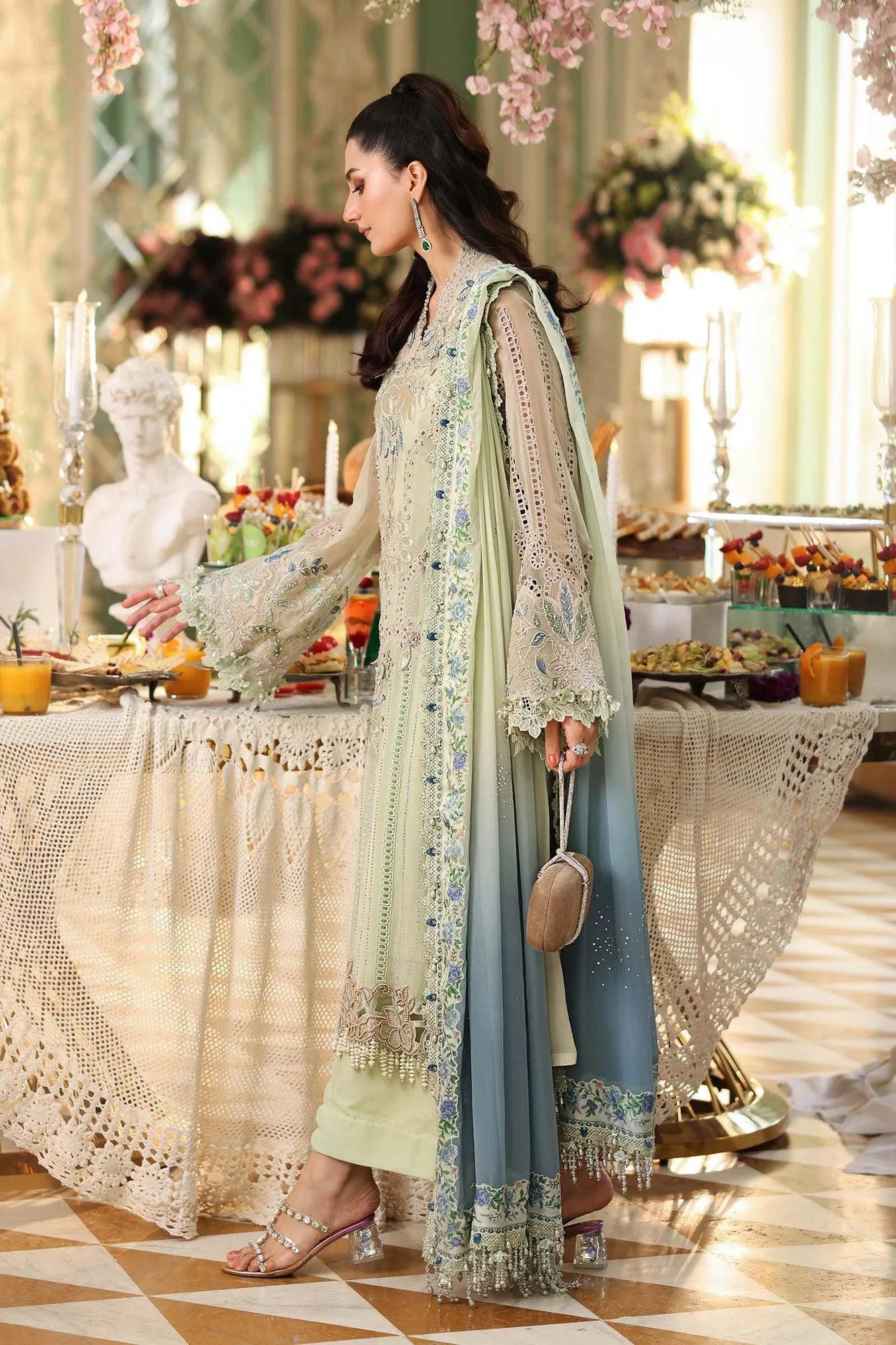 Maria B 3 Piece Stitched Embroidered Chiffon Suit