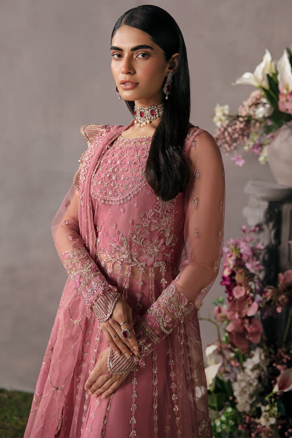 AFROZEH - SALMON - Aqsa Fabrics