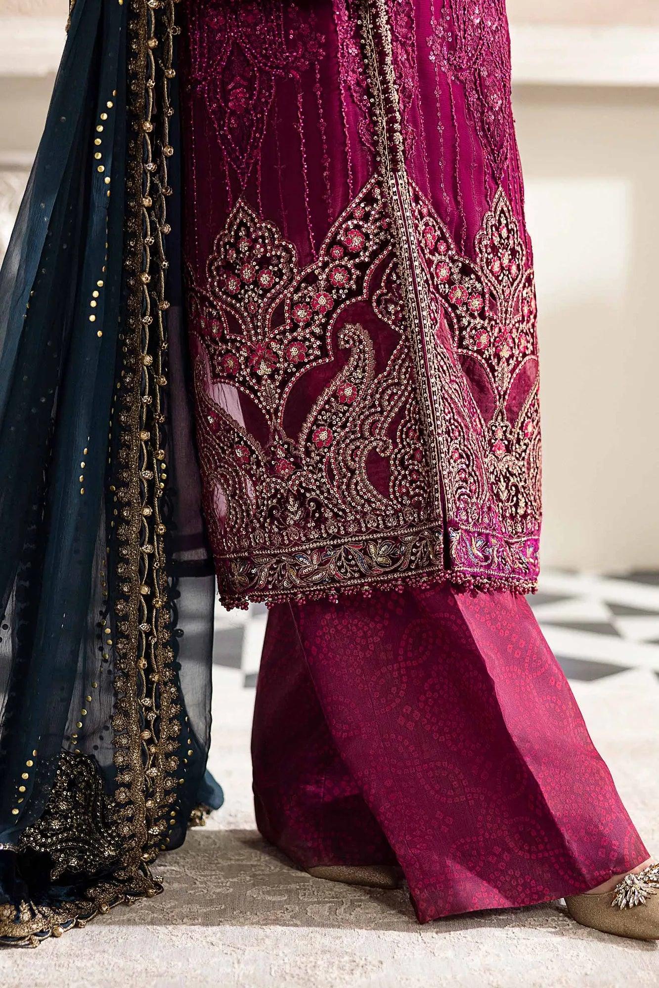 Maria B 3 Piece Stitched Embroidered Chiffon Suit | MPC-25-102
