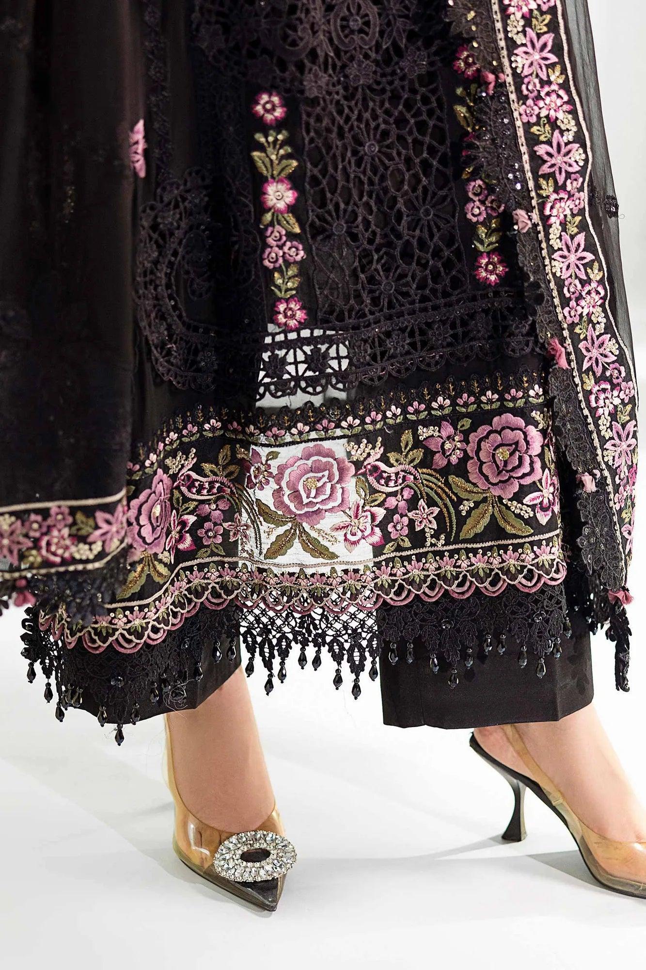 Maria B 3 Piece Stitched Embroidered Chiffon Suit | MPC-25-104