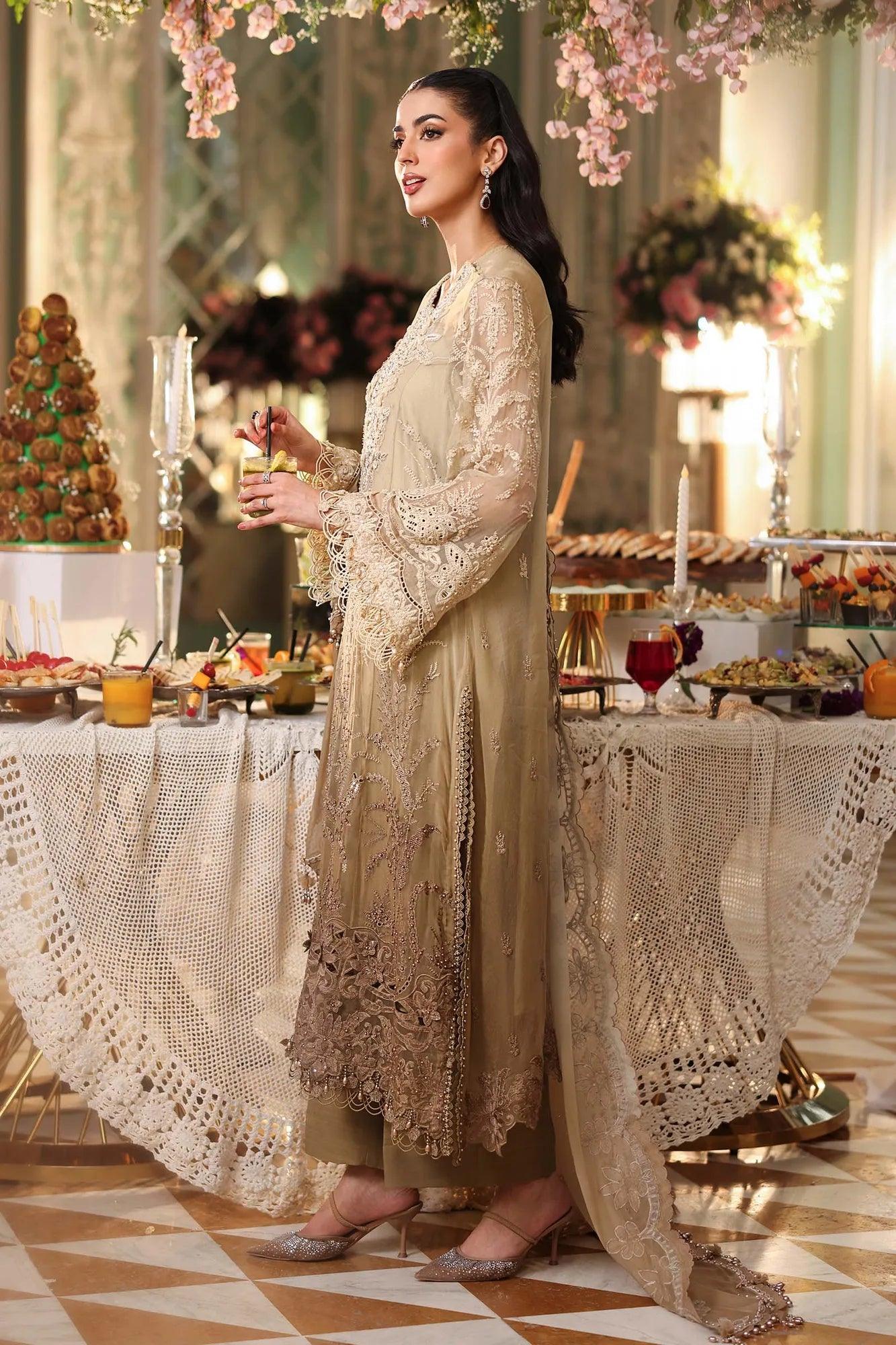 Maria B 3 Piece Stitched Embroidered Chiffon Suit