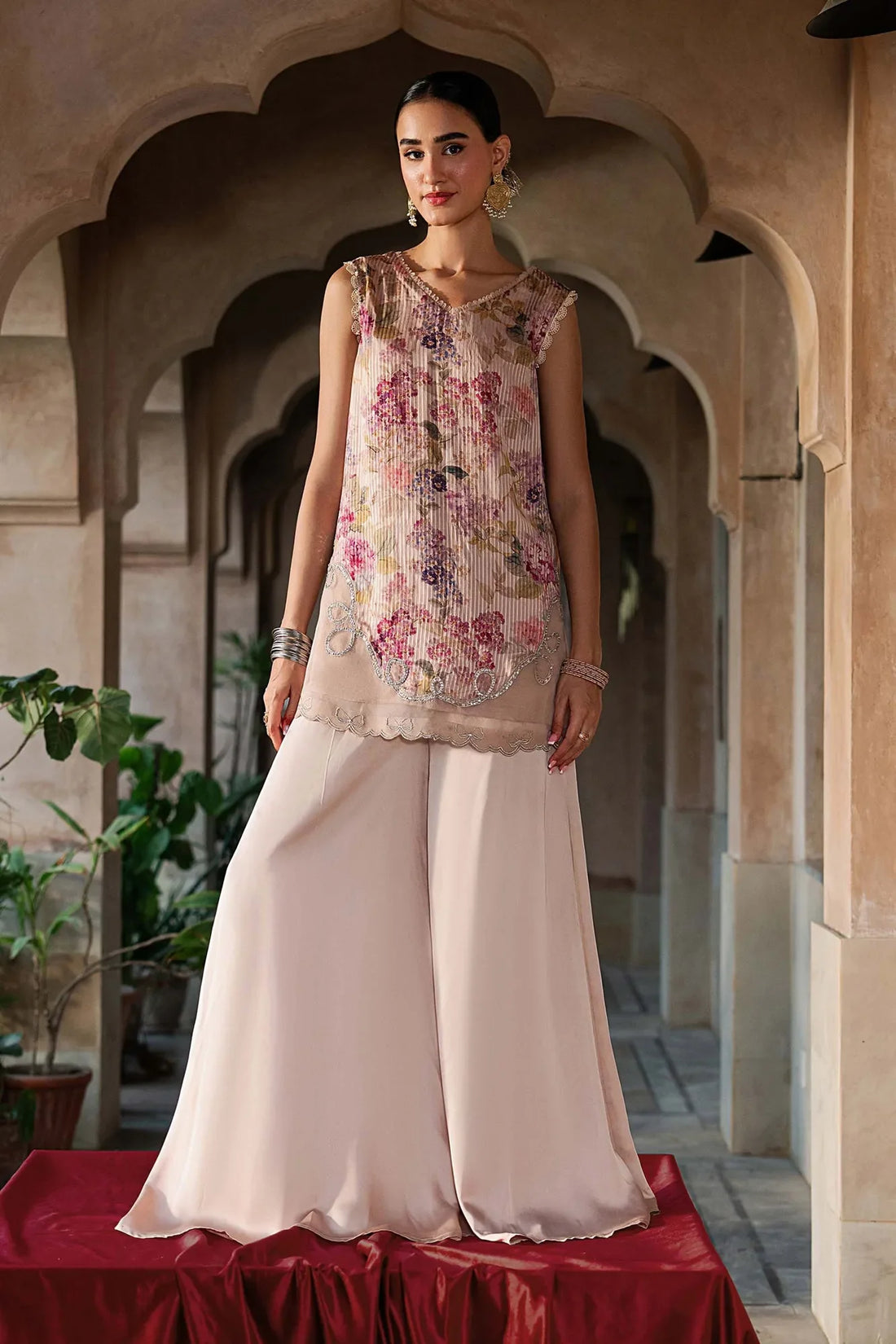Maria B 2 Piece Embroidered Textured Silk Suit