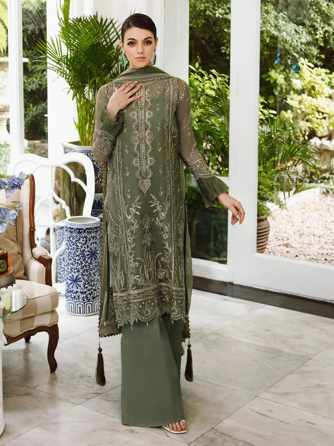 Saad Shaikh Ella Embroidered Luxury Chiffon 3Pc Suit DSG-08