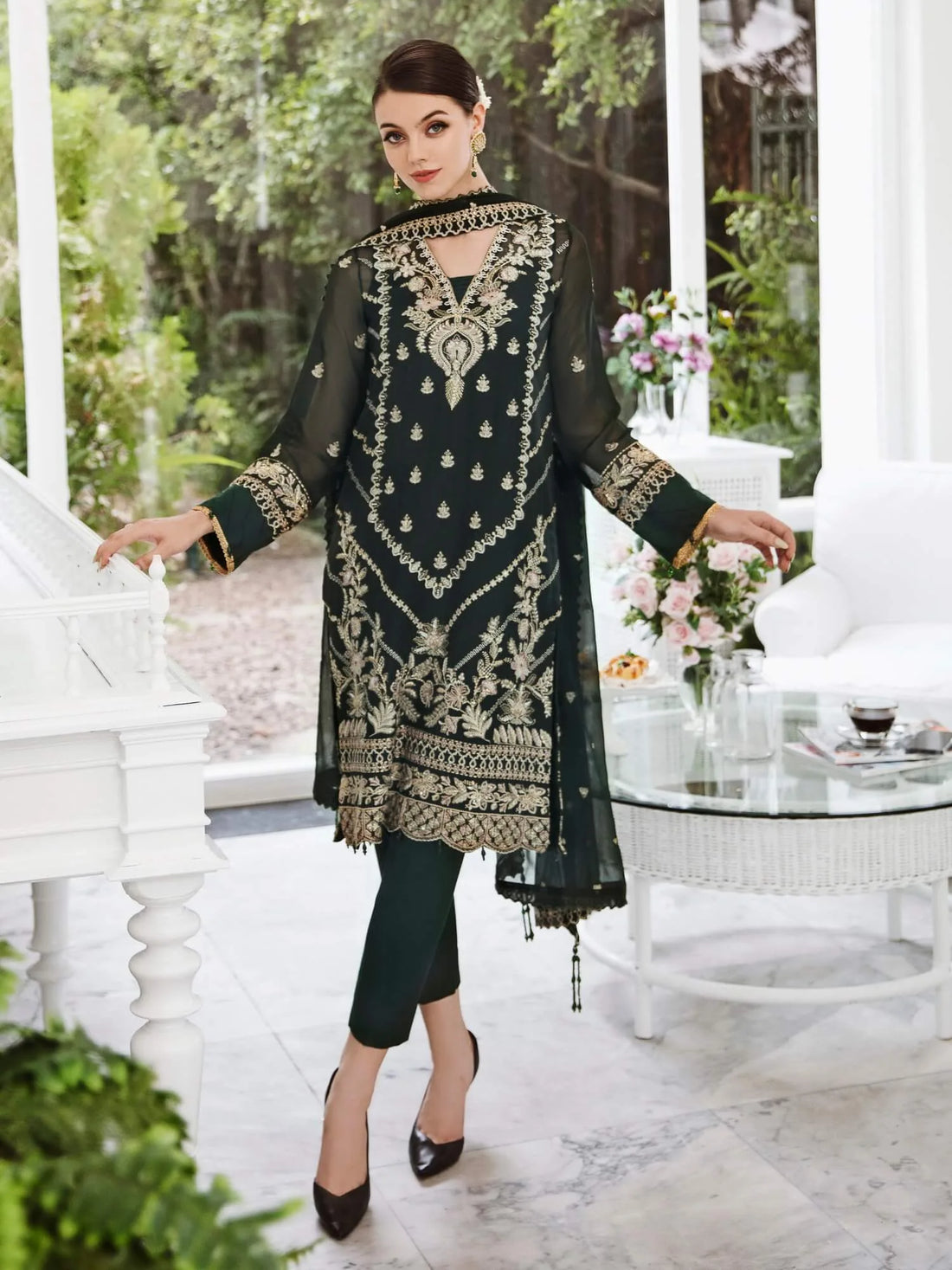 Saad Shaikh Ella Embroidered Luxury Chiffon 3Pc Suit DSG-09