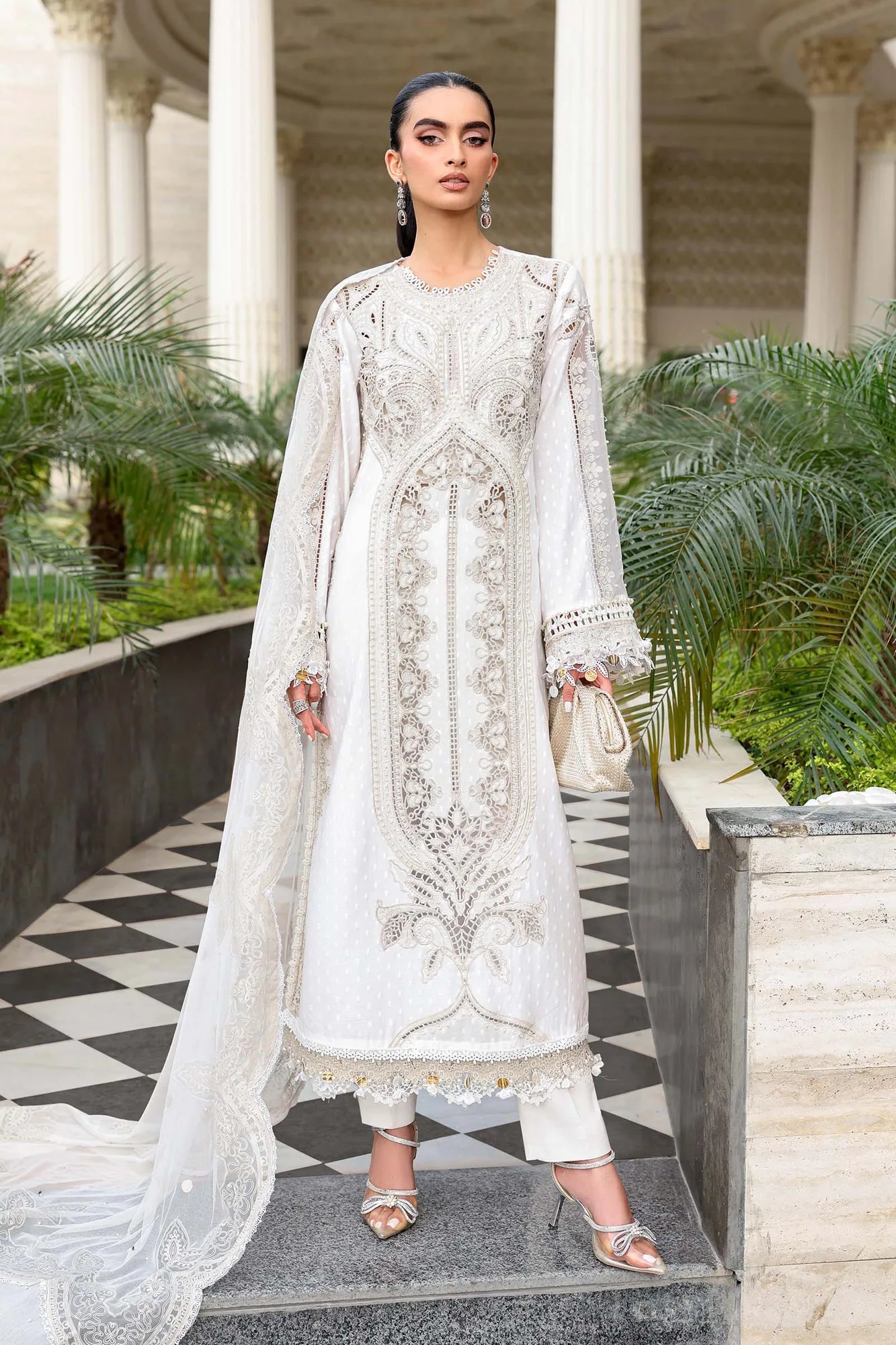 Maria B 3 Piece Stitched Embroidered Jacquard Lawn Suit