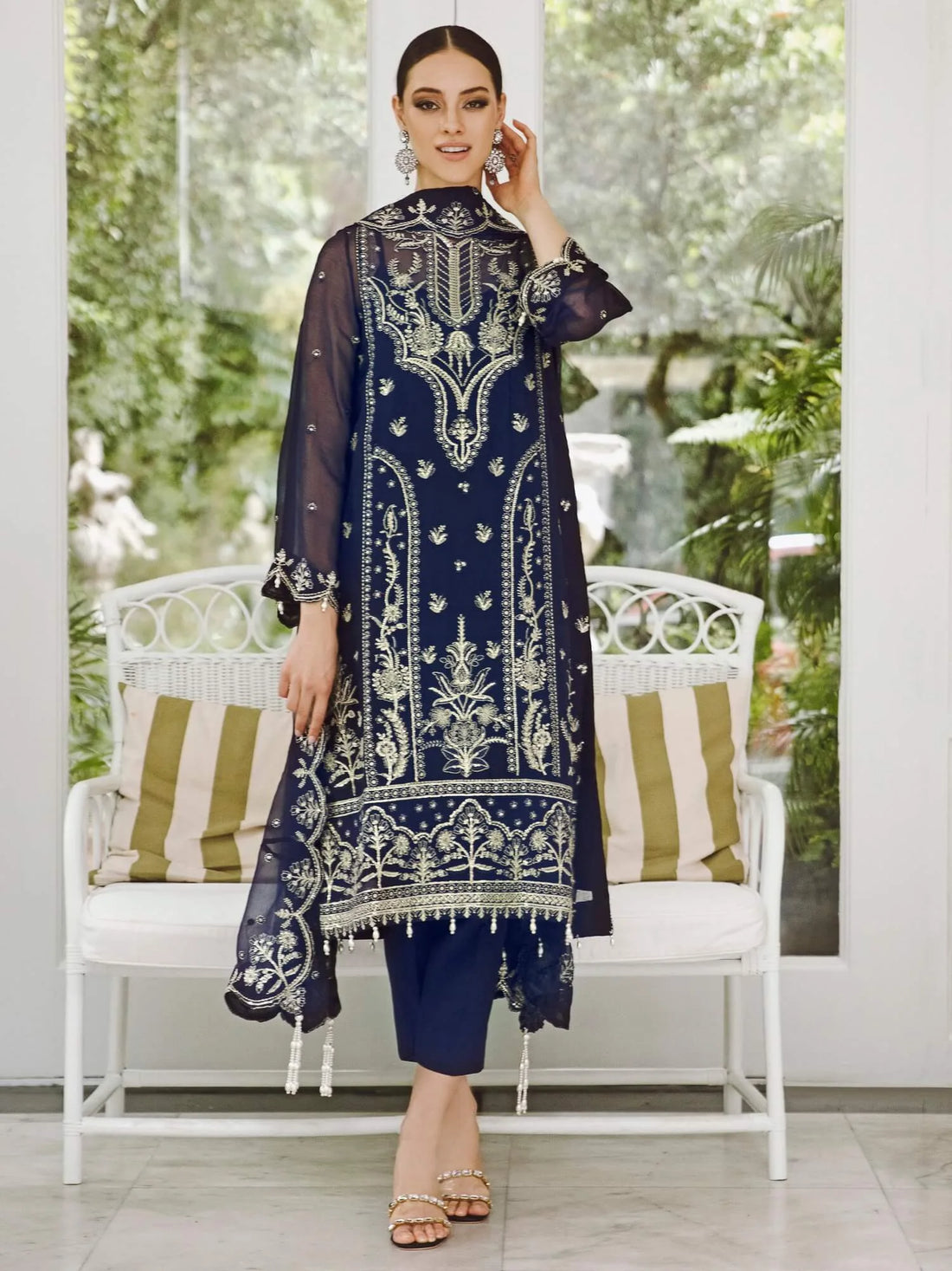 Saad Shaikh Ella Embroidered Luxury Chiffon 3Pc Suit DSG-10