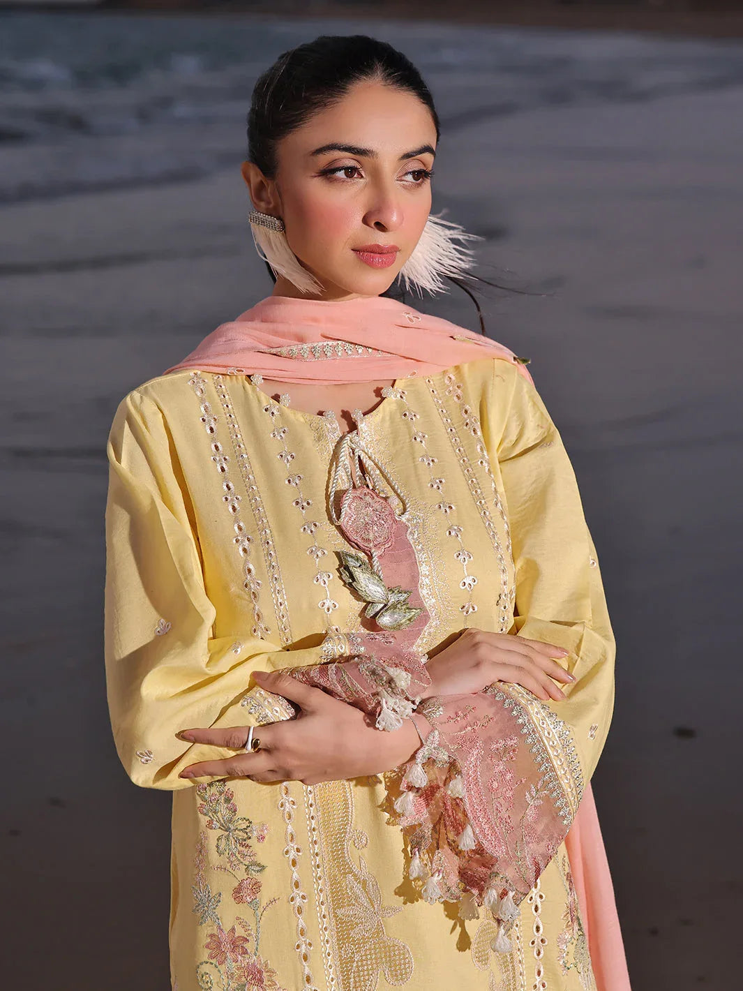 Izel | Saahil Signature Lawn 24 | MUSHQ - Aqsa Fabrics