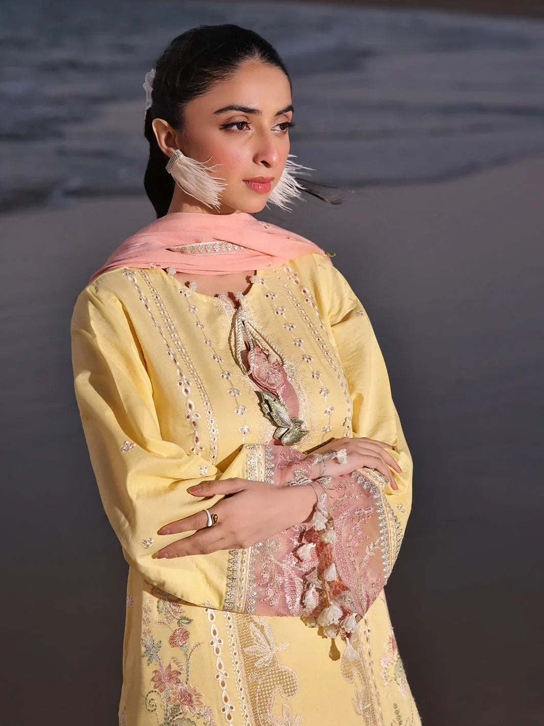 Izel | Saahil Signature Lawn 24 | MUSHQ - Aqsa Fabrics