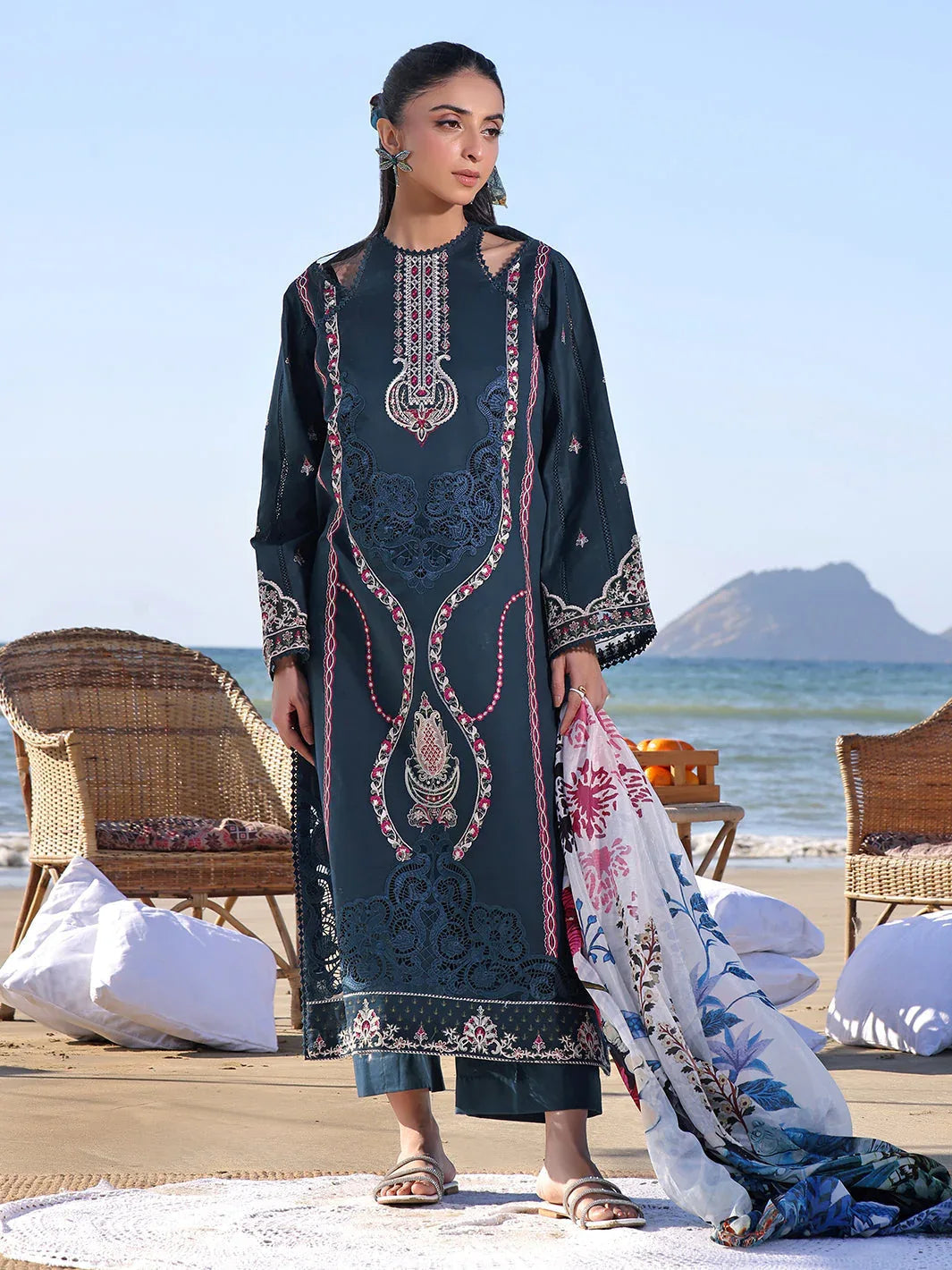 Izel | Saahil Signature Lawn 24 | SAPPHIRE - Aqsa Fabrics