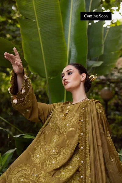 Marjjan | Lovella Winter 25 | MEV-43 A (OLIVE) - Aqsa Fabrics
