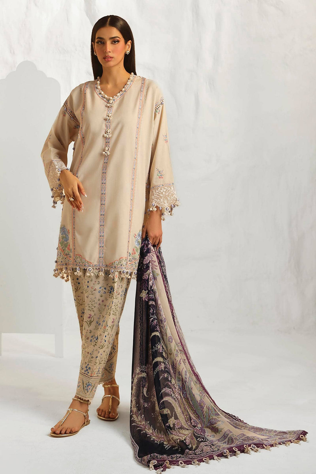 Sana Safinaz | Muzlin Summer 24 | 014A-CJ - Aqsa Fabrics
