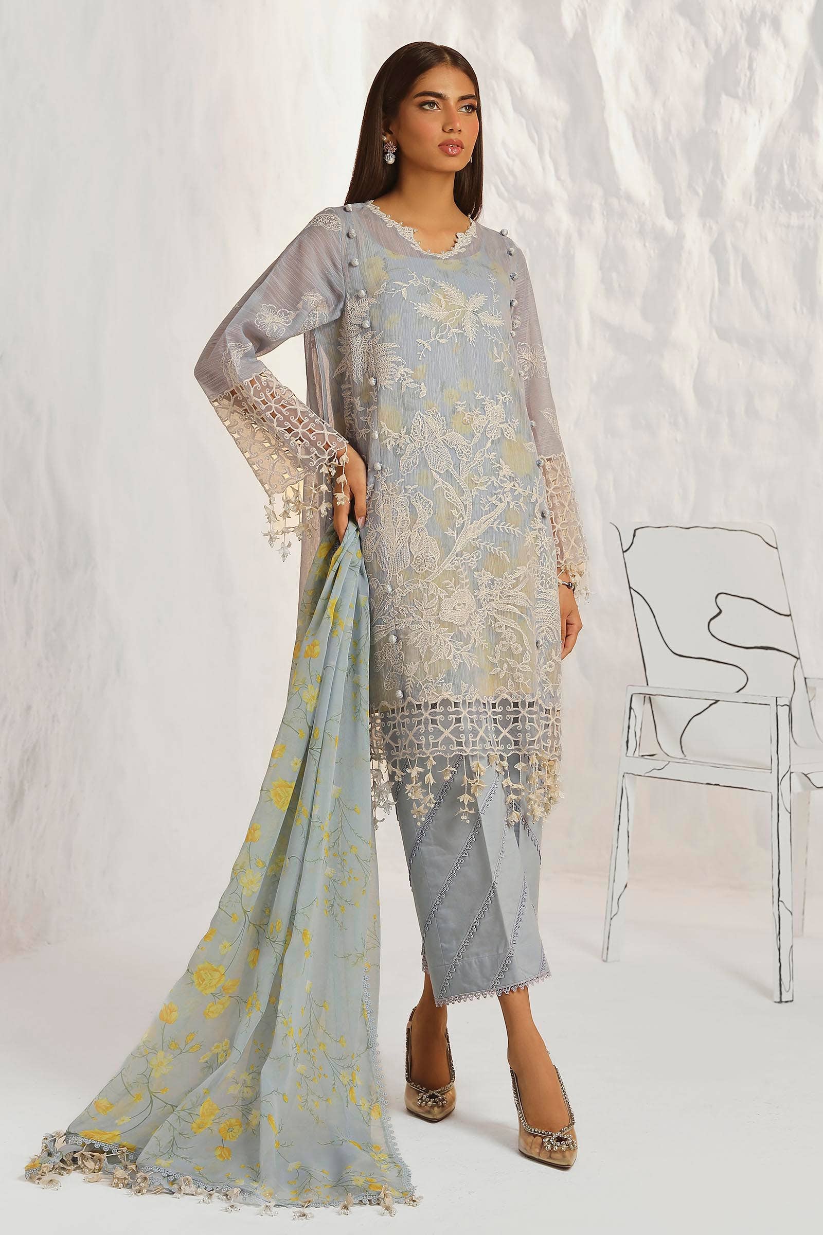 Sana Safinaz | Muzlin Summer 24 | 016A-CJ - Aqsa Fabrics