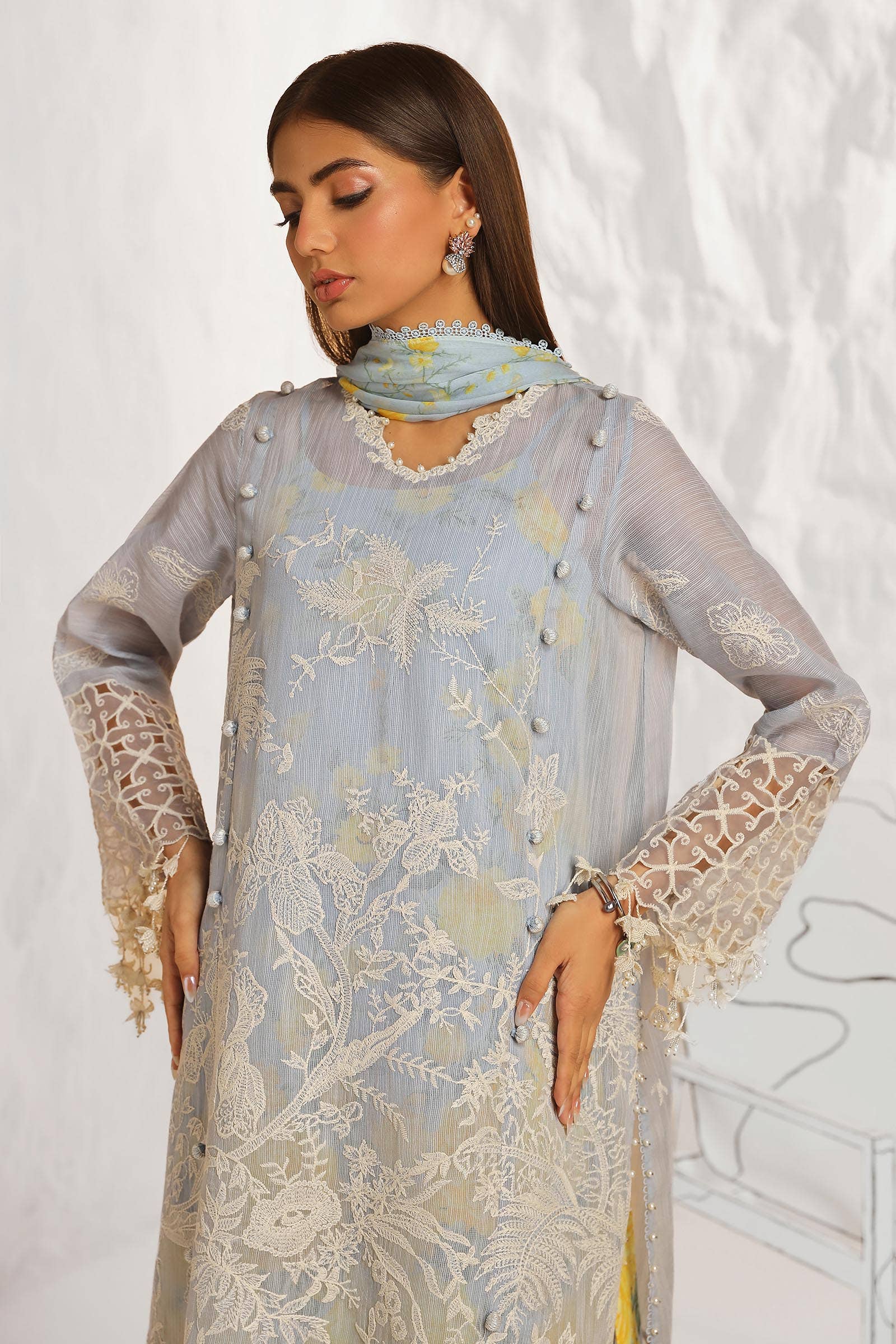 Sana Safinaz | Muzlin Summer 24 | 016A-CJ - Aqsa Fabrics