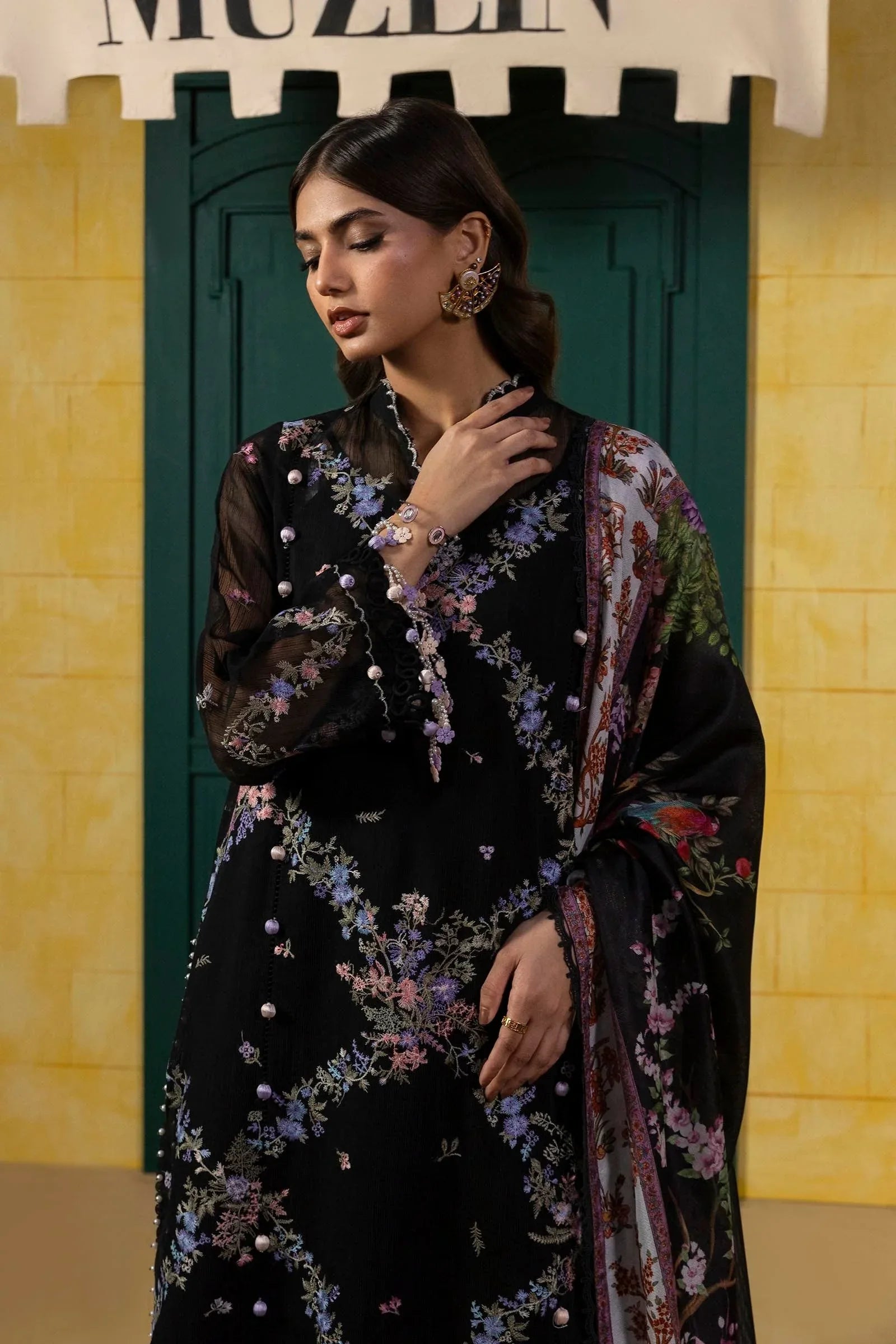 Sana Safinaz | Muzlin Spring 25 | M251-002B-3CV - Aqsa Fabrics