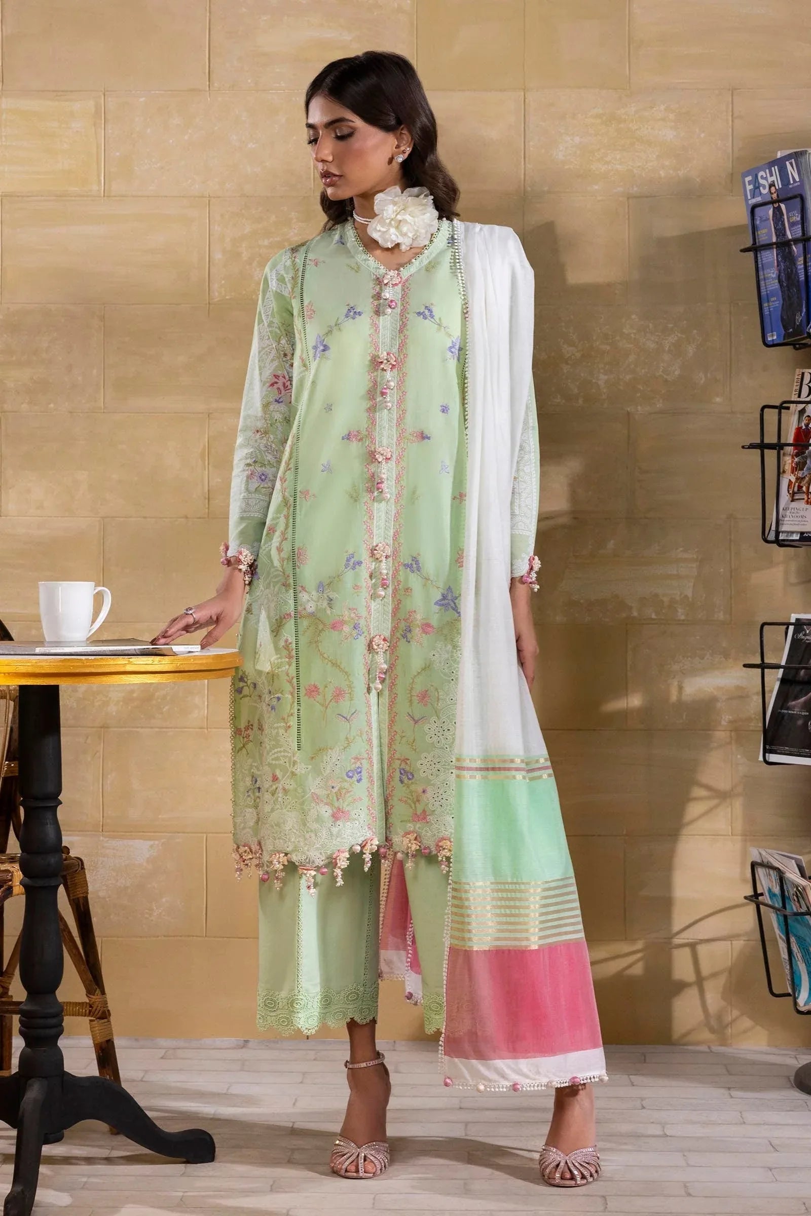 Sana Safinaz | Muzlin Spring 25 | M251-008A-3DG - Aqsa Fabrics