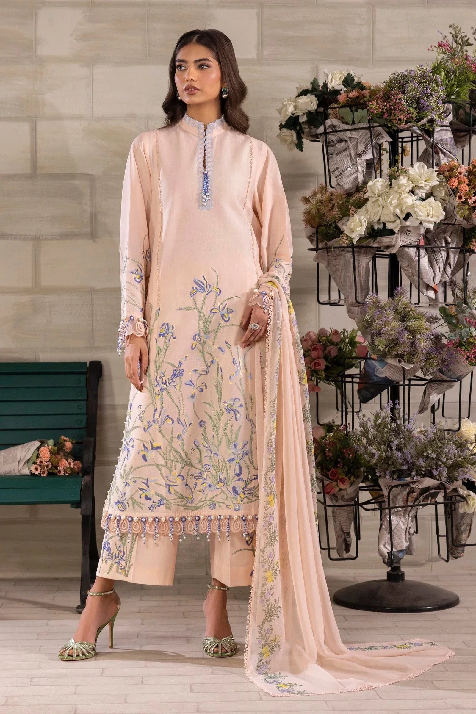 Sana Safinaz | Muzlin Spring 24 | M251-017B-3CJ - Aqsa Fabrics