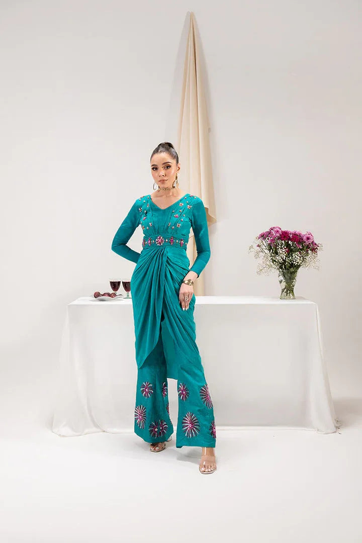 Maria Osama Khan | Tiffany Formals | Aquamarine - Aqsa Fabrics