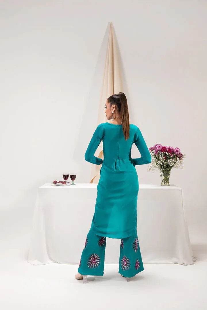 Maria Osama Khan | Tiffany Formals | Aquamarine - Aqsa Fabrics