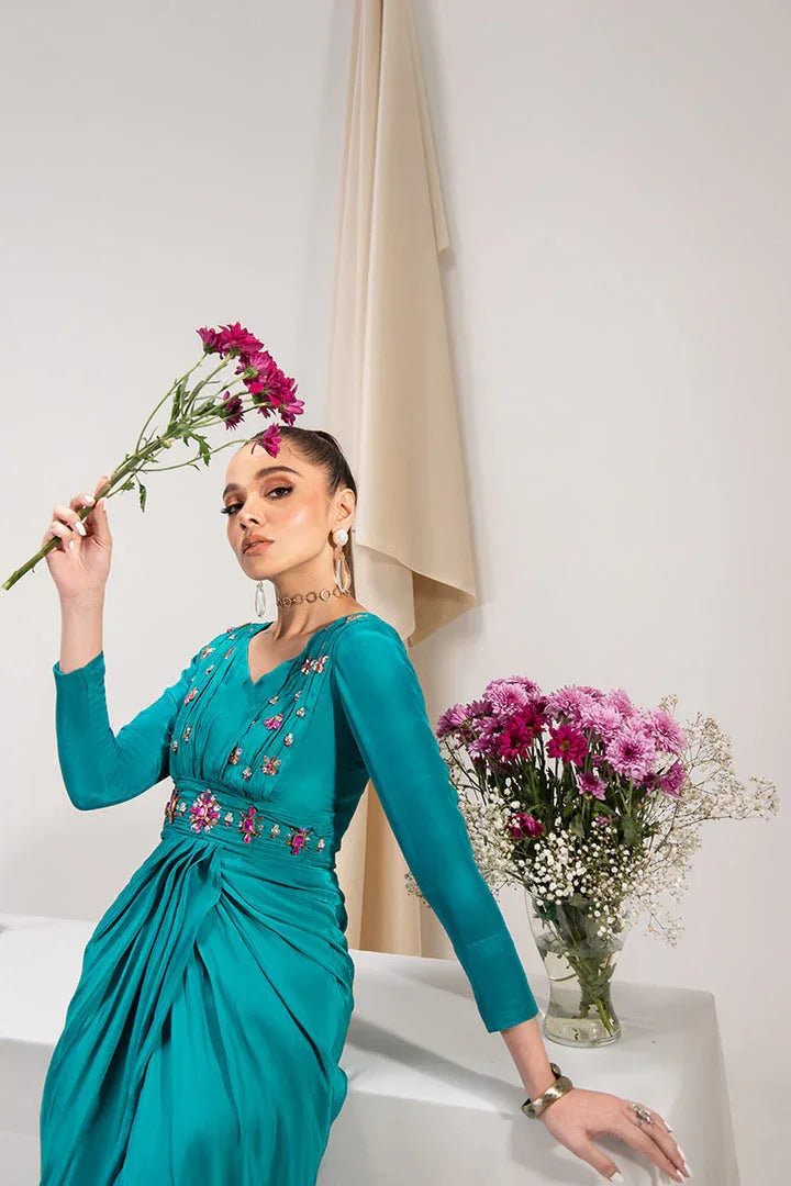 Maria Osama Khan | Tiffany Formals | Aquamarine - Aqsa Fabrics