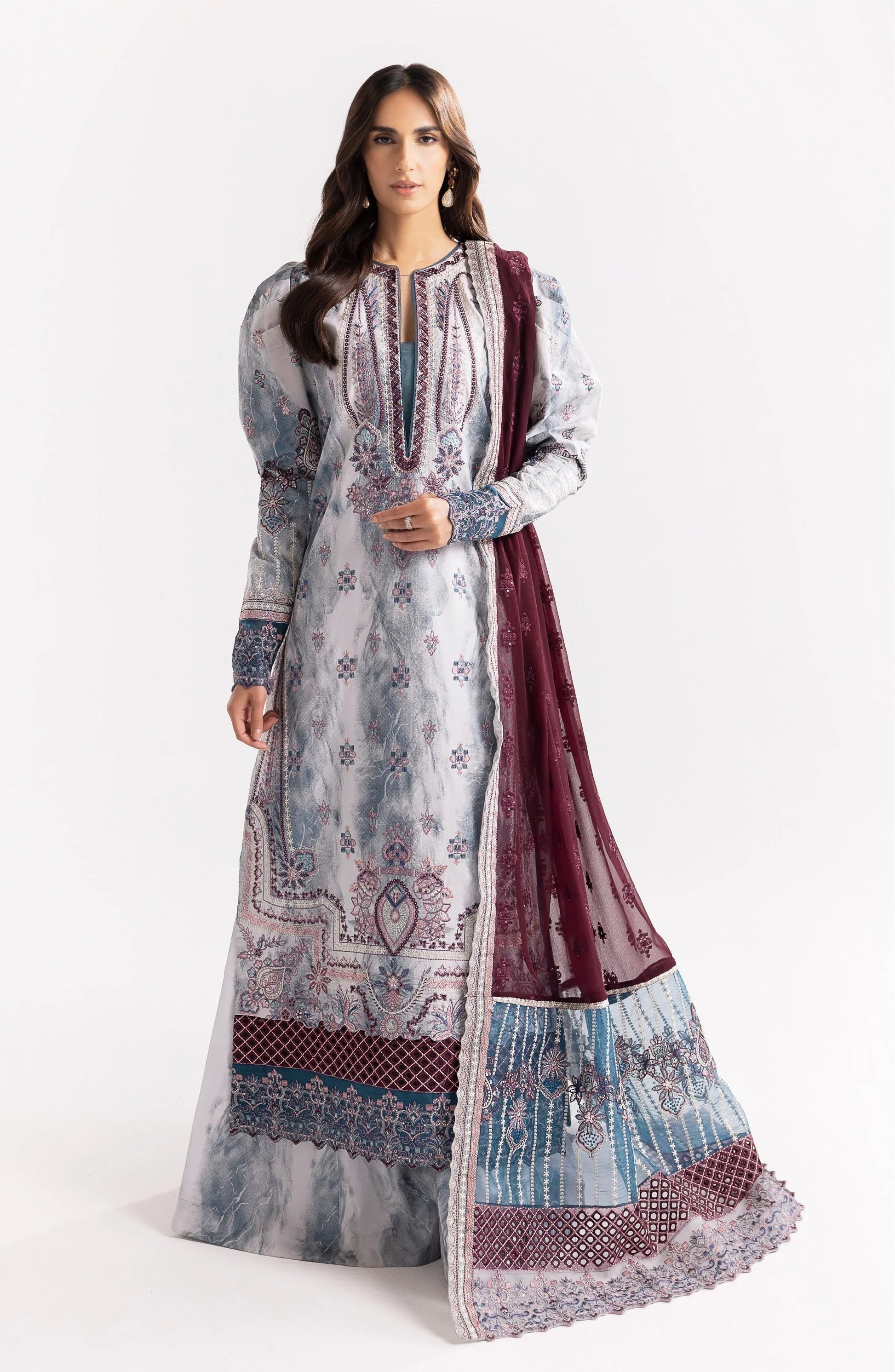 Maryum N Maria | Eid Luxury Lawn 24 | Jahanara - Aqsa Fabrics
