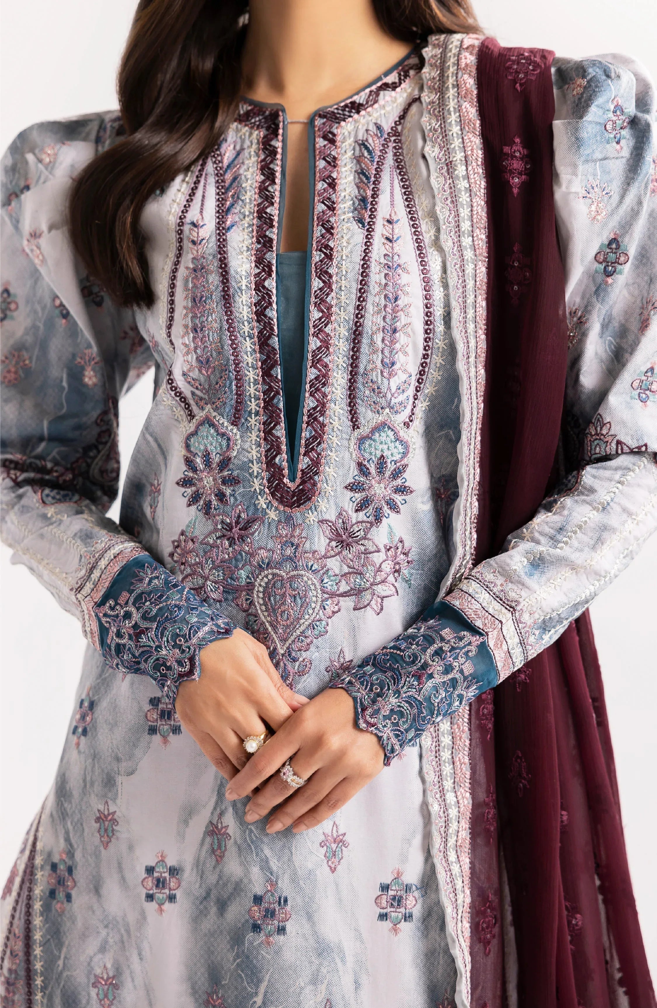 Maryum N Maria | Eid Luxury Lawn 24 | Jahanara - Aqsa Fabrics