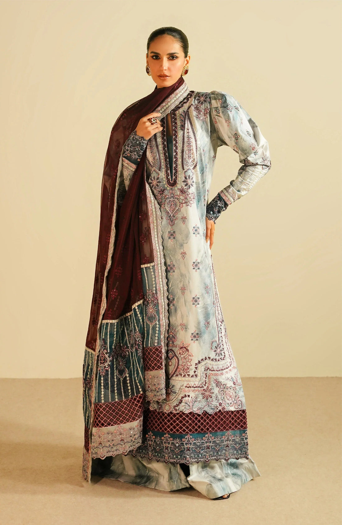 Maryum N Maria | Eid Luxury Lawn 24 | Jahanara - Aqsa Fabrics