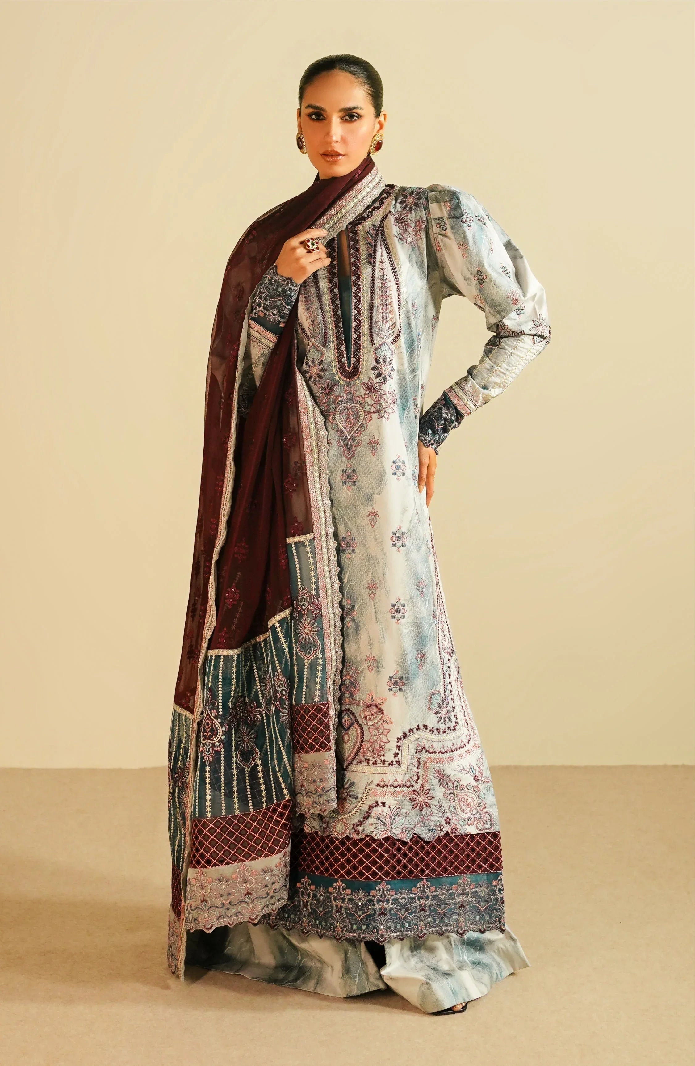 Maryum N Maria | Eid Luxury Lawn 24 | Jahanara - Aqsa Fabrics