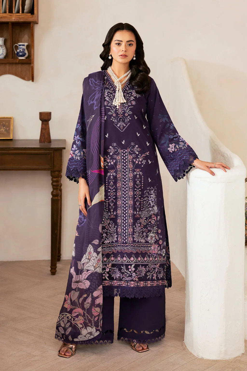 Ramsha | Mashaal Luxury Lawn | L-1401 - Aqsa Fabrics