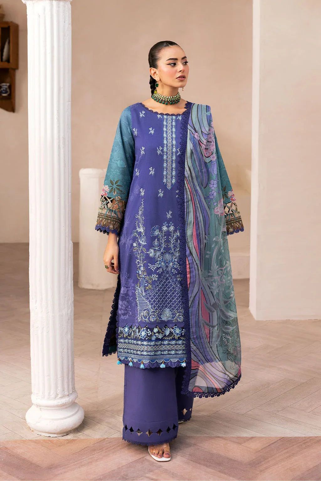Ramsha | Mashaal Luxury Lawn |  L-1412 - Aqsa Fabrics