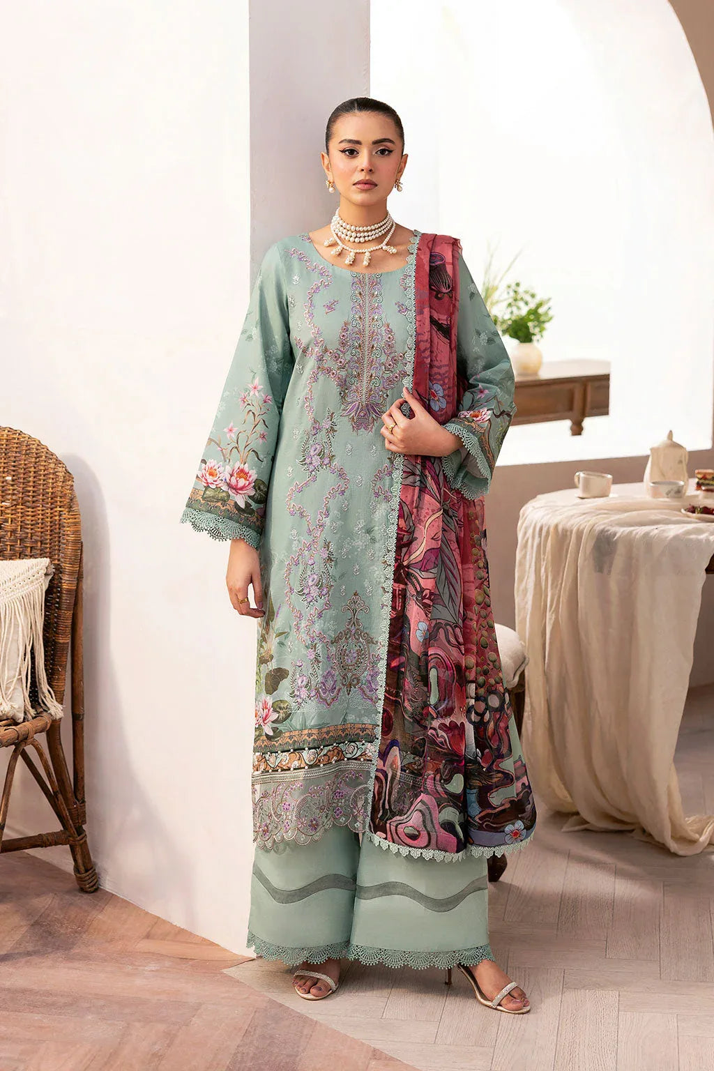Ramsha | Mashaal Luxury Lawn |  L-1410 - Aqsa Fabrics
