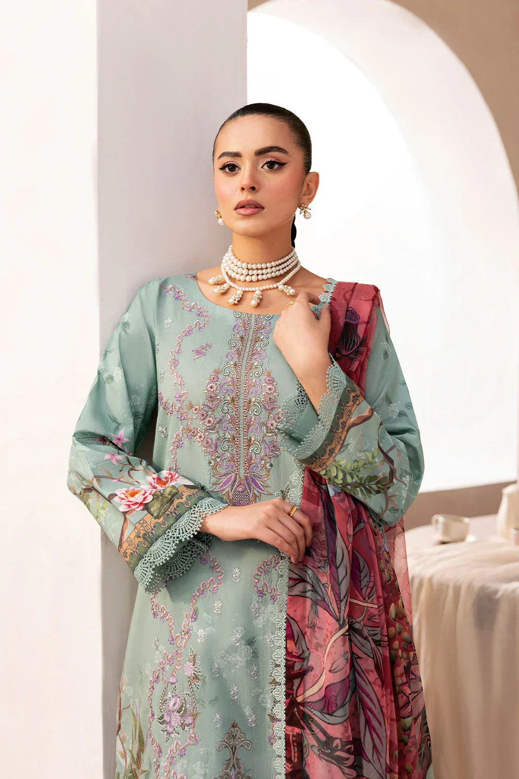 Ramsha | Mashaal Luxury Lawn |  L-1410 - Aqsa Fabrics