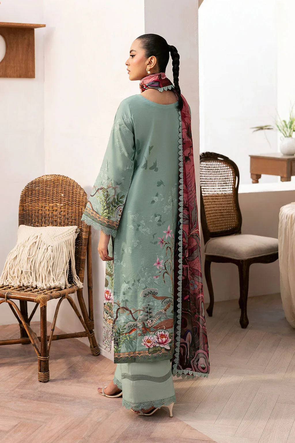 Ramsha | Mashaal Luxury Lawn |  L-1410 - Aqsa Fabrics
